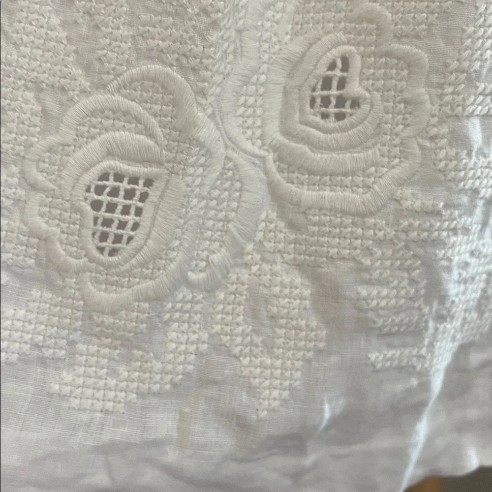 Laureen Ralph Lauren White Linen A-Line Dress w/Pleats & Embroidered detail 14 - Picture 7 of 17